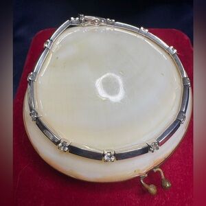 Bracelet Solid 925 Sterling Silver Cubic Zirconia Accents Safety Clasp Closure